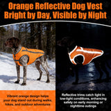 Dog Winter Coat with Fleece Lining for Medium Dogs– Warm Waterproof Windproof Snow Vest for Cold Weather, Reflective Blaze Orange Safety Dog Jacket, Easy-On Adjustable Fit with D Ring, L