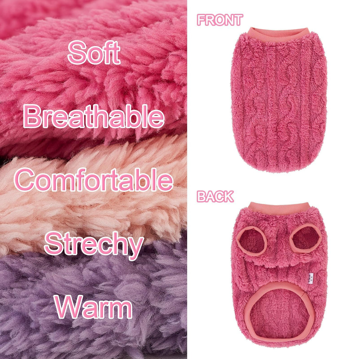 XPUDAC 3 Pack Dog Sweater, Dog Winter Coat with Cute Pattens Pullover Stretchy Fleece Pet Sweaters for Small Medium Dogs Girl boy- 4XL