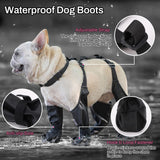CAPT.SNOOZE Dog Boots Waterproof for Winter - Anti-Slip Paw Shoes for Snow & Rain | Non-Slip Reflective Pet Boots with Adjustable Straps, Small/Medium Dogs