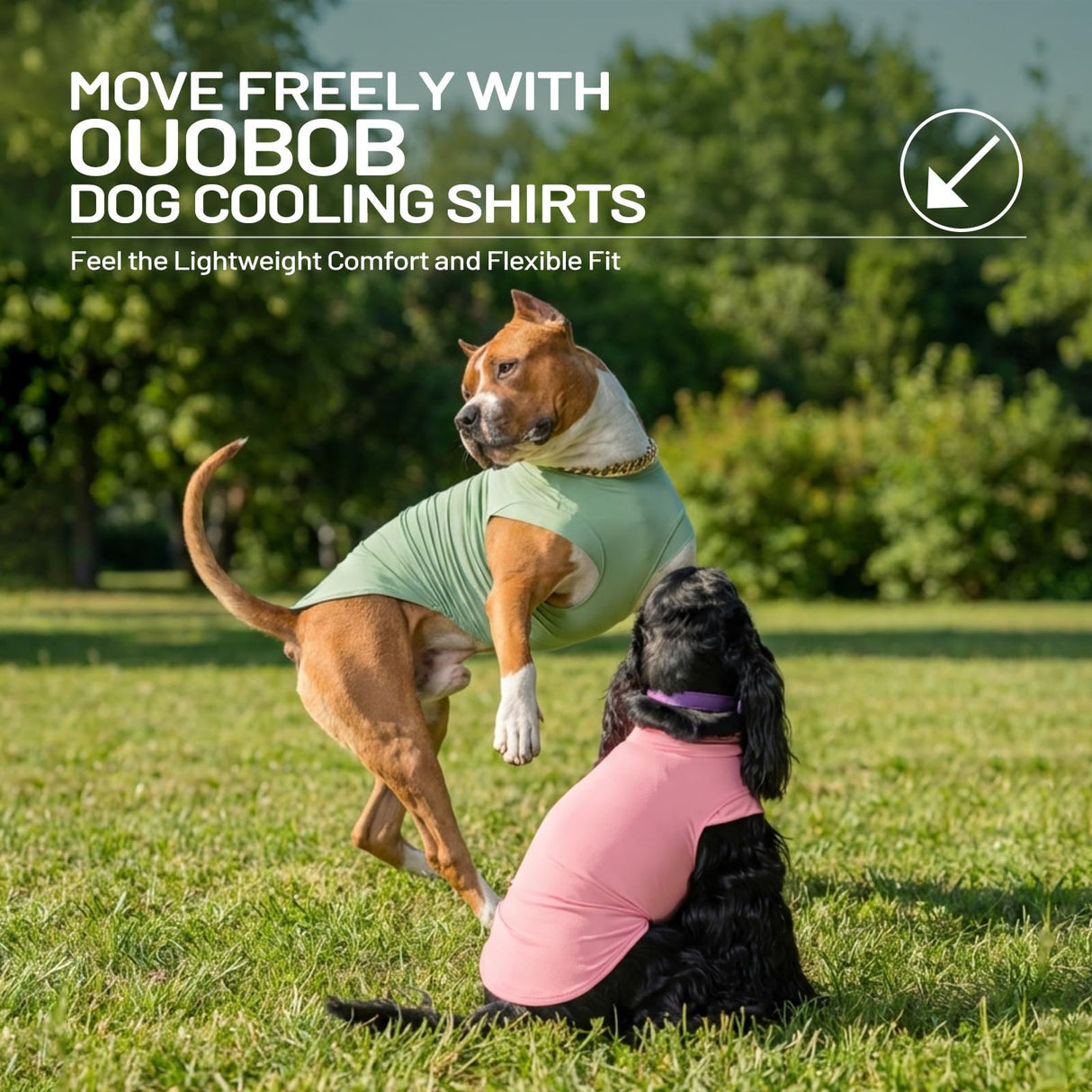 OUOBOB 2-Pack Dog Shirts, Breathable Dog Cooling Vest, Sleeveless Summer Tank Tops, Lightweight Stretchy Vest for Medium Large Extra Large Dogs - (Pink Green) M