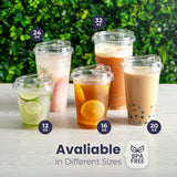 Fit Meal Prep 50 Pack 24 oz Clear Plastic Cups with Strawless Sip Lids, Disposable Plastic Coffee Cups with Lids, To Go Cups for Iced Coffee, Smoothies, Soda, Party Drinks, Bubble Tea, Cold Beverage