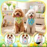 Hillban 72 Pcs Easter Day Dog Bandanas Bulk Dogs Bandanas Easter Day Pet Scarf Soft Bunny Egg Pattern Dogs Triangle Scarfs Colorful Chicks Bandana Spring Dog Scarf, Small and Medium Pet