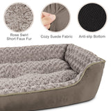 JOEJOY Rectangle Dog Bed for Large Medium Small Dogs - Washable Orthopedic Sofa Bed, Soft Breathable Puppy & Pet Cuddler, Durable Calming Dog Bed with Anti-Slip Bottom, Multiple Sizes, Dark Brown
