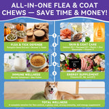 Flea and Tick Prevention for Dogs, Dog Flea Treatment with Skin & Coat Support 500 Crunchy & Krill Chews Dog Flea and Tick Treatment Chewable for Immunity & Energy for All Breeds & Ages Chicken Flavor