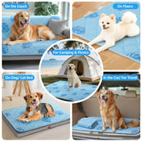 LOOBANI Dog Cooling Mat for Large Dogs - 56"x36" Pet Cooling Mat with Anti-Slip Bottom, Waterproof Self-Cooling Dog Pad for Crate, Floor & Car, Grey Monstera (Blue, 56"x36")