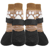 Mihachi Anti Slip Dog Socks, Dog Boots for Hardwood Floors Prevent Licking, Traction Control Waterproof Rubber Sole Paw Protectors for Small Medium Large Dogs,Khaki L