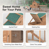 GOJOOASIS 80" Chicken Coop for 2-4 Chickens Outdoor Wooden Hen House Poultry Pet Hutch for Backyard w/Run Cage & Nesting Box(A)