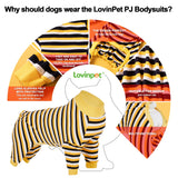 LovinPet Big Dog Pajamas, Cotton Black and Yellow Stripe Dog Shirt, Full Coverage Dog Onesie, Pet Pajamas for Dogs, Stop Shedding for Dogs, Pet PJ's, 3XL