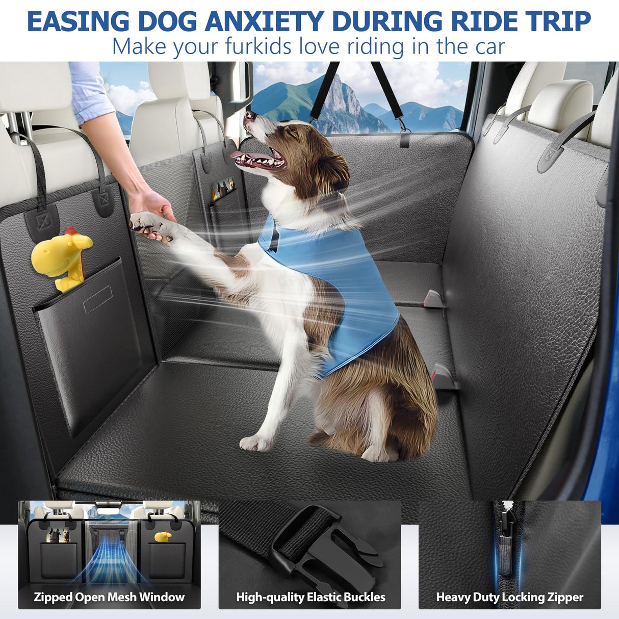 Btefd XL Truck Back Seat Extender for Dogs, Upgraded Anti-Scratch PU Leather, Dog Car Seat Cover for Back Seat with Hard Bottom, Pet Seat Covers for Trucks, Waterproof Dog Hammock for Crew Cab Truck