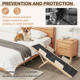 Upgraded Dog Ramp for Bed, Couch, Car, Foldable Pet Ramp, Non-Slip Pad & Safety Baffle-6 Adjustable Height 12" to 30", Portable Stable Pet Steps for Small & Medium Old Dogs & Cats ﻿