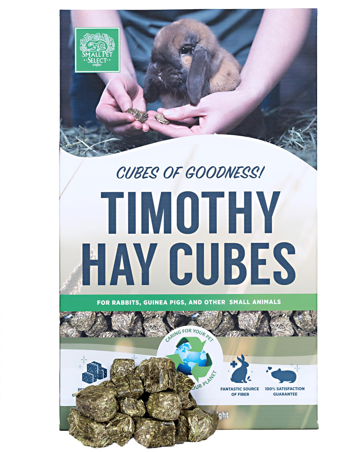 Small Pet Select - Straight Timothy Hay Cubes - 100% All Natural Timothy Hay, Not Blended - Delivered Fresh, Guarantee, (5 lb)