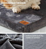 LIORCE Dog Crate Pad - Dog Bed Large Sized Dogs with Removable Washable Cover and Waterproof Lining - Memory Foam Pet Bed for Crate - Reversible Kennel Mat (Cool & Warm), 36-inch, Grey