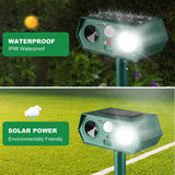2025 Solar Animal Repellent,Upgraded Ultrasonic Cat Repellent Outdoor,Waterproof Deer Deterrent for Bird Dog Skunk,Squirrels Deterrent with Motion Detection Flash Lights for Outdoor and Yard (2 Pack)
