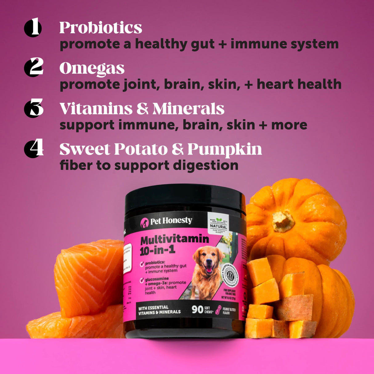 Dog Multivitamin Max Strength, 15-in-1 Multivitamin for Dogs – Dog Vitamins & Supplements with Glucosamine, Probiotics & Omega 3s – Supports Joint, Heart, Immune, Skin & Coat Health – Chicken (90 Ct)