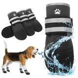 KOOLTAIL Dog Shoes for hot/Cold Pavement, Waterproof Dog Booties to Prevent Licking for Small Medium Large Size Dogs, Anti-Slip Dogs Boots & Paw Protectors Socks for Hardwood Floor, Black L