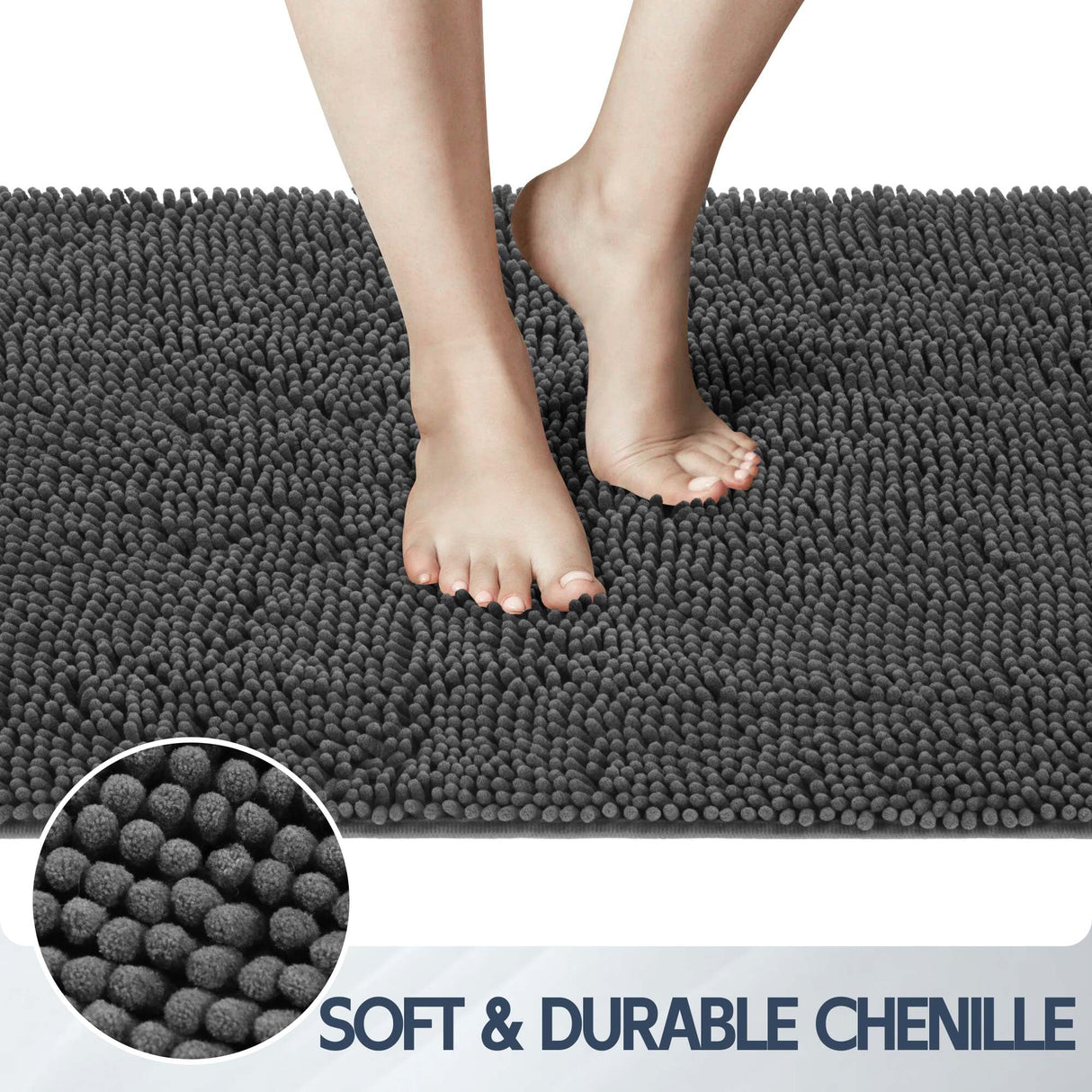 Futurwit Dog Door Mat for Muddy Paws, 72" x 36" Chenille Absorbent Front Door Mat Inside, Large Runner Mud Mat for Dogs, Trap Dirt Washable Non Slip Outdoor Indoor Entrance Doormats, Grey