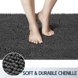Futurwit Dog Door Mat for Muddy Paws, 72" x 36" Chenille Absorbent Front Door Mat Inside, Large Runner Mud Mat for Dogs, Trap Dirt Washable Non Slip Outdoor Indoor Entrance Doormats, Grey