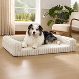 Bedsure ComfyFleece™ Orthopedic Dog Beds for Extra Large Dogs, Waterproof Memory Foam XL Pet Bed with Sides, Non-Slip and Egg-Crate Foam Big Dog Couch Sofa with Washable Corduroy Cover, Cream