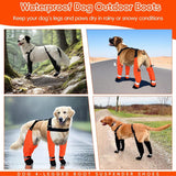 Dog Suspender Boots, Large Dog Rain Boots, Waterproof Doggy Winter Boot Snow Pants, Paw Protectors Legging Shoes with Suspenders,Anti-Slip Reflective Rain Boot for Walk Hike Outdoor Snowy(M,Blacke)