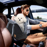 Small Dogs Under 12 lbs Adjustable Portable Center Console Car Seat, Built-in Bubble wrap, Fits Most Cars & SUVs with Convenient Handbag Functionality, Stylish Travel Pet Bag (Black)