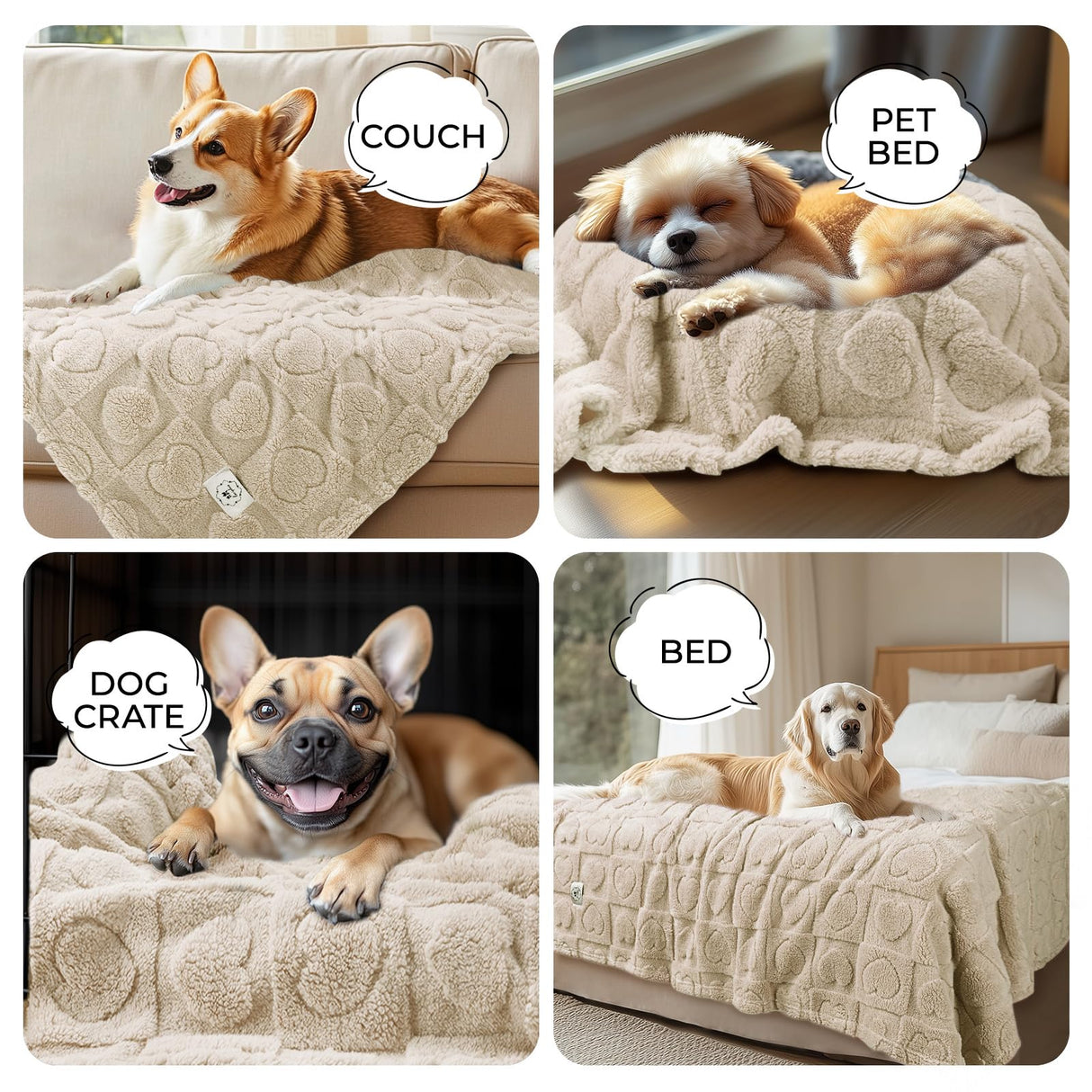 Luciphia 1 Pack 2 Small Dog Blanket Washable Pet Bed Cover Soft Fluffy Puppy Blanket with Premium Fleece 300GSM Cozy Calming Cat Blankets for Indoor Cats Beige 30x20 inch