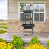 VINGLI Bird Cage with Rolling Stand for Parrots, Cockatiels, Budgies, Lovebirds, Small/Medium Birds (62“H with Play Top)