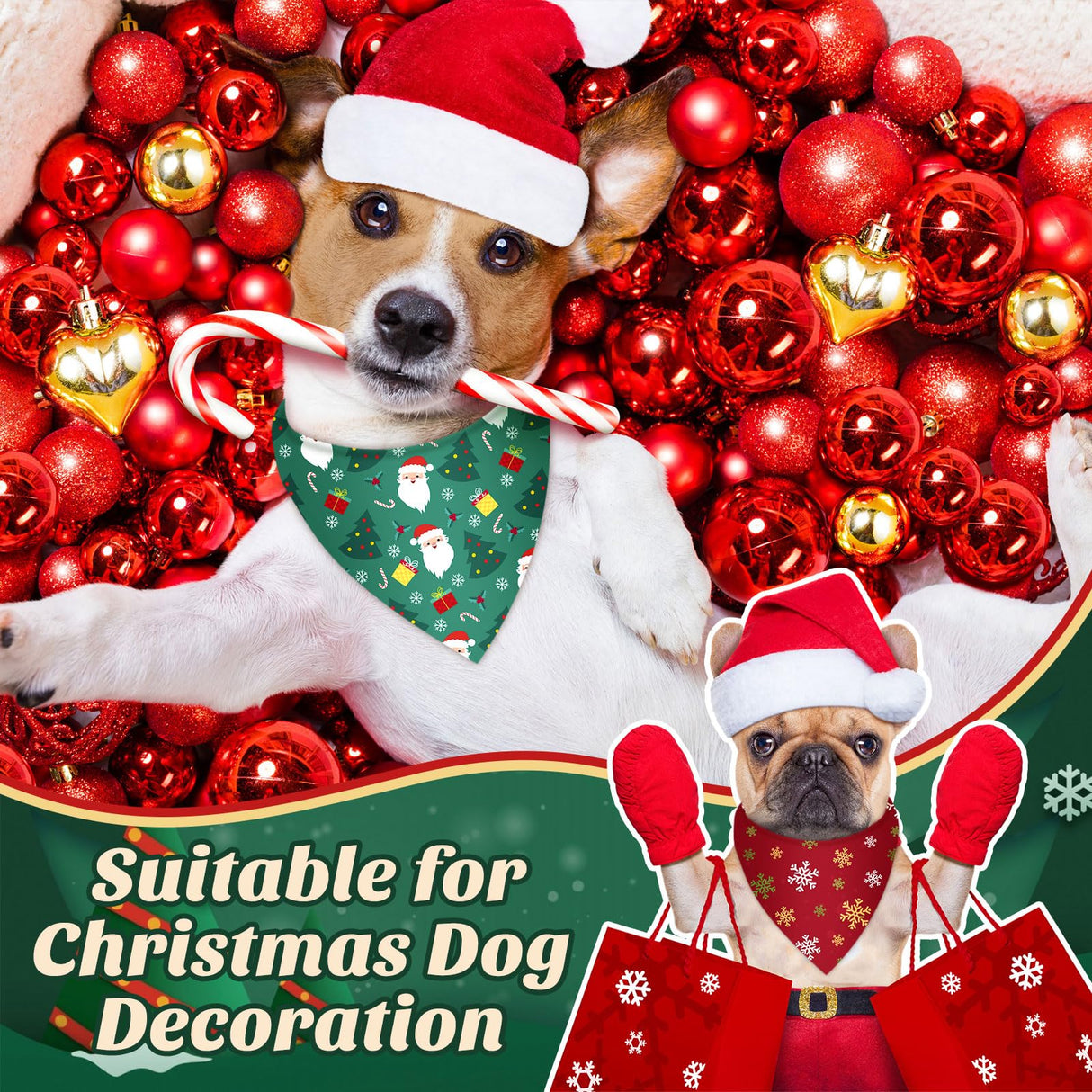 Jeere 100 Pcs Christmas Dog Bandanas Bulk Xmas Red and Green Bandanas for Dogs Triangle Kerchief Bibs Scarf Set for Pet Christmas Costume Photo Props Accessories Pet Shops Groomers Owners, 25 Styles