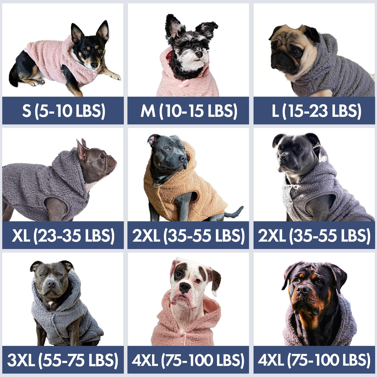 Spark Paws Dog Sweater, Hooded Hoodie for Cold, Warm Clothes for Small Medium Large Breeds - Silver Grey - M