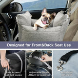 HAZOOWILL Pet Car Booster Seat for Small Dogs up to 25 lbs with Safety Straps, Storage Pockets, Travel Carrier Bed with Detachable Cover, Machine Washable (Light Gray)