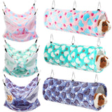 Sweetude 6 Pcs Rat Hammock Set Ferret Hanging Tunnel 3 Tier Guinea Pig Hammocks Hideout Soft Chinchilla Bed for Cage Accessories Hide,Play and Sleep(Lovely,Heart)