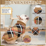 EXPAWLORER Fall Dog Sweater for Small Medieum Large Dogs, Knitted Pullover Turtleneck Cold Weather Classic Plaid Pet Clothes Sweatshirt Outfits for Winter, Girl/Boy Knitwear with Leash Hole Beige ML