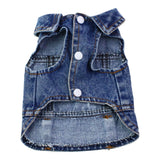 Puppy Denim Dog Jeans Jacket for Small Medium Dogs & Cats - Vintage Washed Lapel Vests with Scratch-Resistant Design