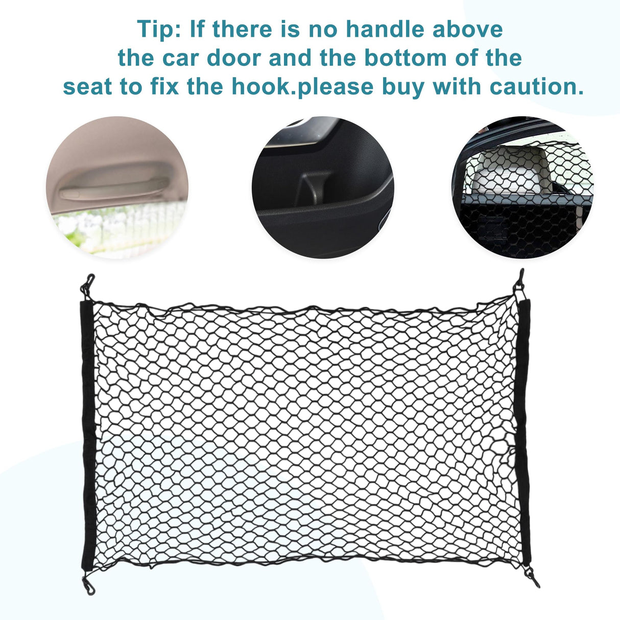GLIDESMOOTH Dog Car Net Barrier, Hook Pet Divider - Black, 47.24"x27.56"