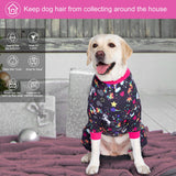LovinPet Large Dog Pajamas Pitbull PJS: Wound Care/Post Surgery Dog Clothes, Onesies for Dogs, Unicorn Rainbows Black Print, Lightweight Stretchy Knit Pullover Pitbull Jammies, Pet PJ's/L