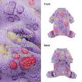 YIKEYO Dog Sweaters for Small Dogs, Dog Pajamas Winter Girl and Boy,Puppy 4 Legged Clothes Chihuahua Yorkie Teacup Jumpsuit Cute Feet Print(Purple, XXS)