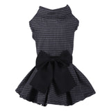 Pet Dresses for Small Dogs Cats Girl, Cute Princess Bowknot Dress Puppy Shirt All Weather Skirt Clothes Cat Apparel for Birthday Wedding Party Holiday (Grey&Black, Large)