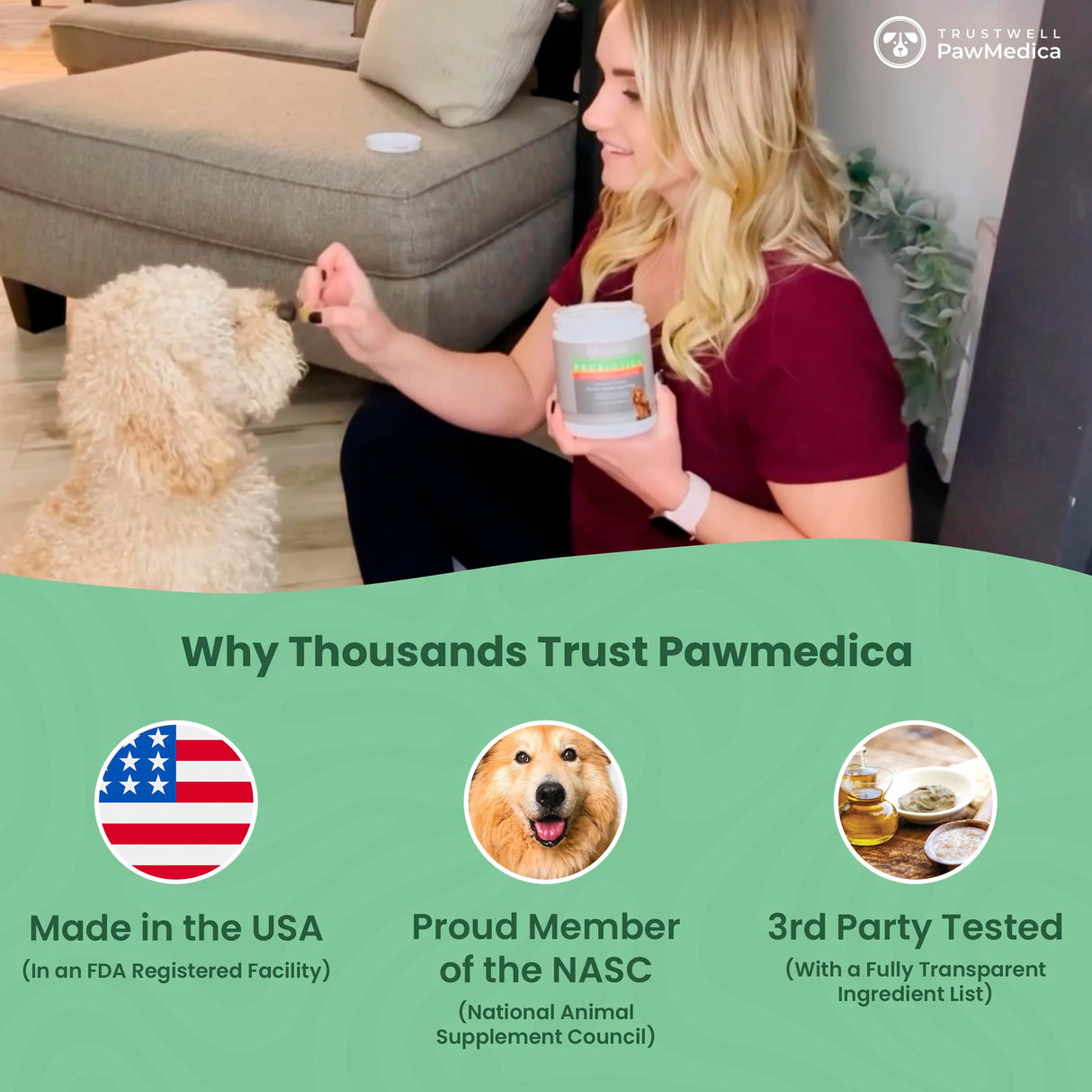 PawMedica Dog Probiotics and Digestive Enzymes, Probiotics for Dogs Made in USA, Pet Probiotic Chews for Dogs, Prebiotics & Probiotic Dog Digestive Support, Probiotic Treats - 120 Dog Probiotic Chews