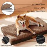 Patas Lague Orthopedic XL Dog Bed Large Sized Dog 42''X28'', Soft Waterproof Egg Crate Foam Large Pet Crate Beds Mat with Removable Washable Cover and Non-Slip Bottom, Brown
