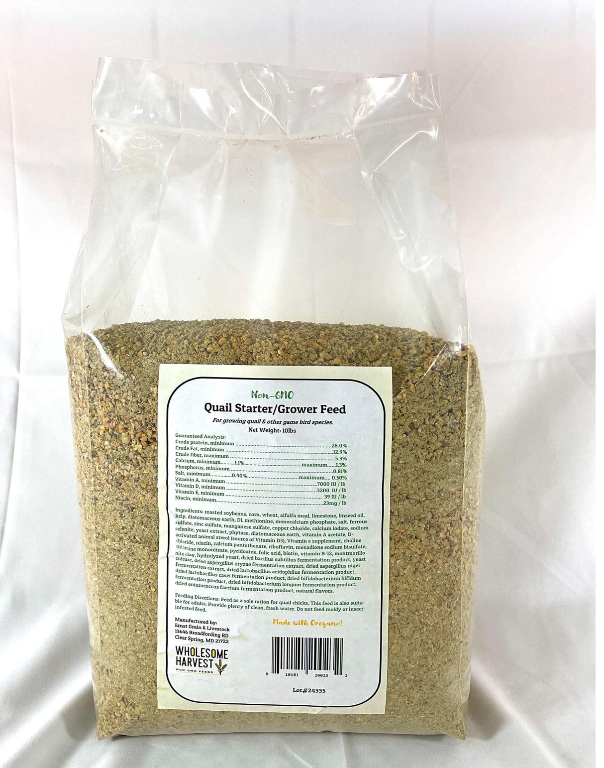 Wholesome Harvest Non-GMO Quail Starter Grower Feed, Button Food 10lbs