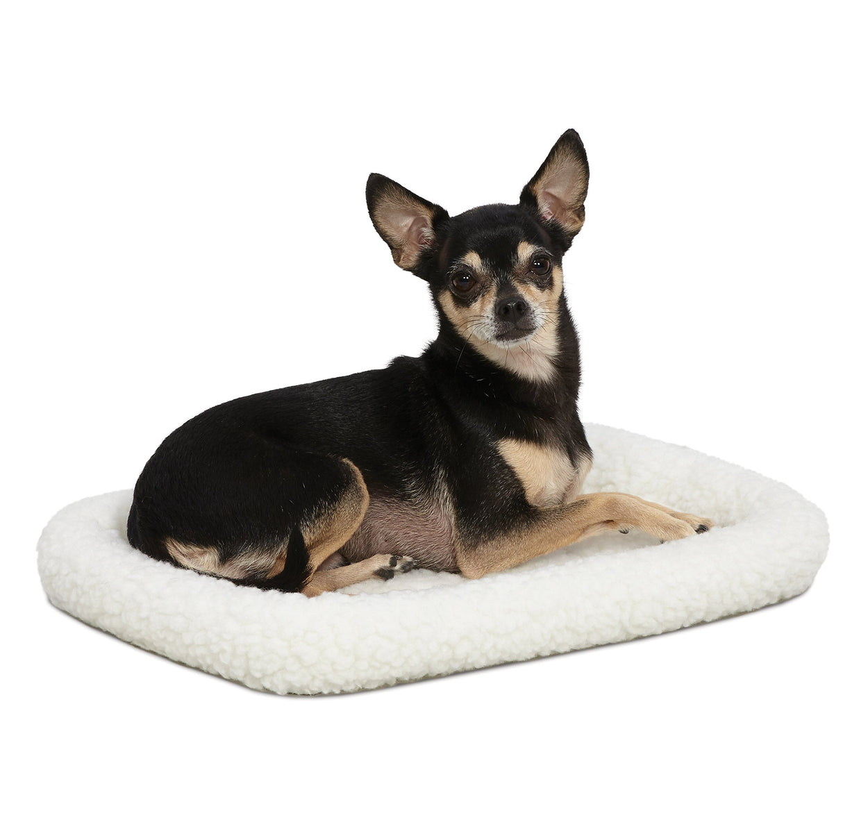 MidWest Homes for Pets QuietTime XXS Dog Bed – White Fleece Bolster, Ultra-Soft and Machine Washable, Fits 18-Inch Crates and Carriers, for Small Dogs and Cats