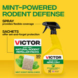 Victor Scent-Away Mouse Repellent Pouches with Peppermint Oil - Natural Rodent Repeller for Indoor and Outdoor Use, 10 Pack M805B-2SR
