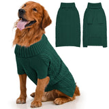 Lorehelina Dog Sweater Turtleneck Pullover Cable Knit for Boys Girls Large Dogs Bulldog Pitbull Labrador Doberman Winter Stretch Clothes Long Sleeves (XXL, Green)