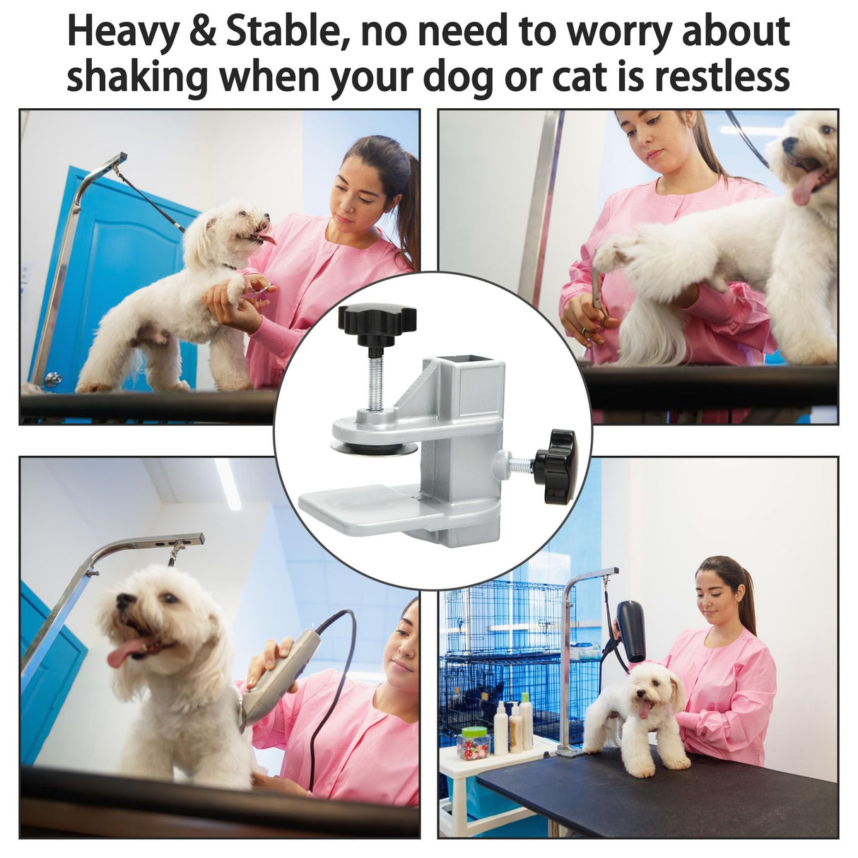 foxwake Pet Grooming Table Arms Clamp Metal, Heavy Duty Aluminium Alloy Dog Cat Hair Cut Holder Accessories Fixture Fixation (Inner Dia 22 * 22mm)