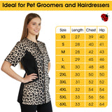 Ladybird Line 716 Leopard Print Waterproof Grooming & Styling Smock, Hair and Bleach Resistant with Covered Zipper Panel, Mesh Back, and Back Tie Belt - Ideal for Pet Groomers and Hair Stylists - 2XL