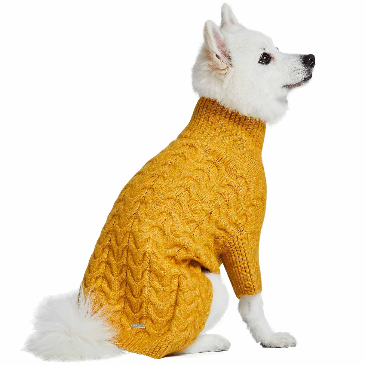 Blueberry Pet Dog Sweater - Mustard Yellow Fuzzy Knit Turtle-Neck Christmas Style, Puppy Clothes & Pajamas, Sweater Vest for Small Dogs, Accessories, 10" Back Length