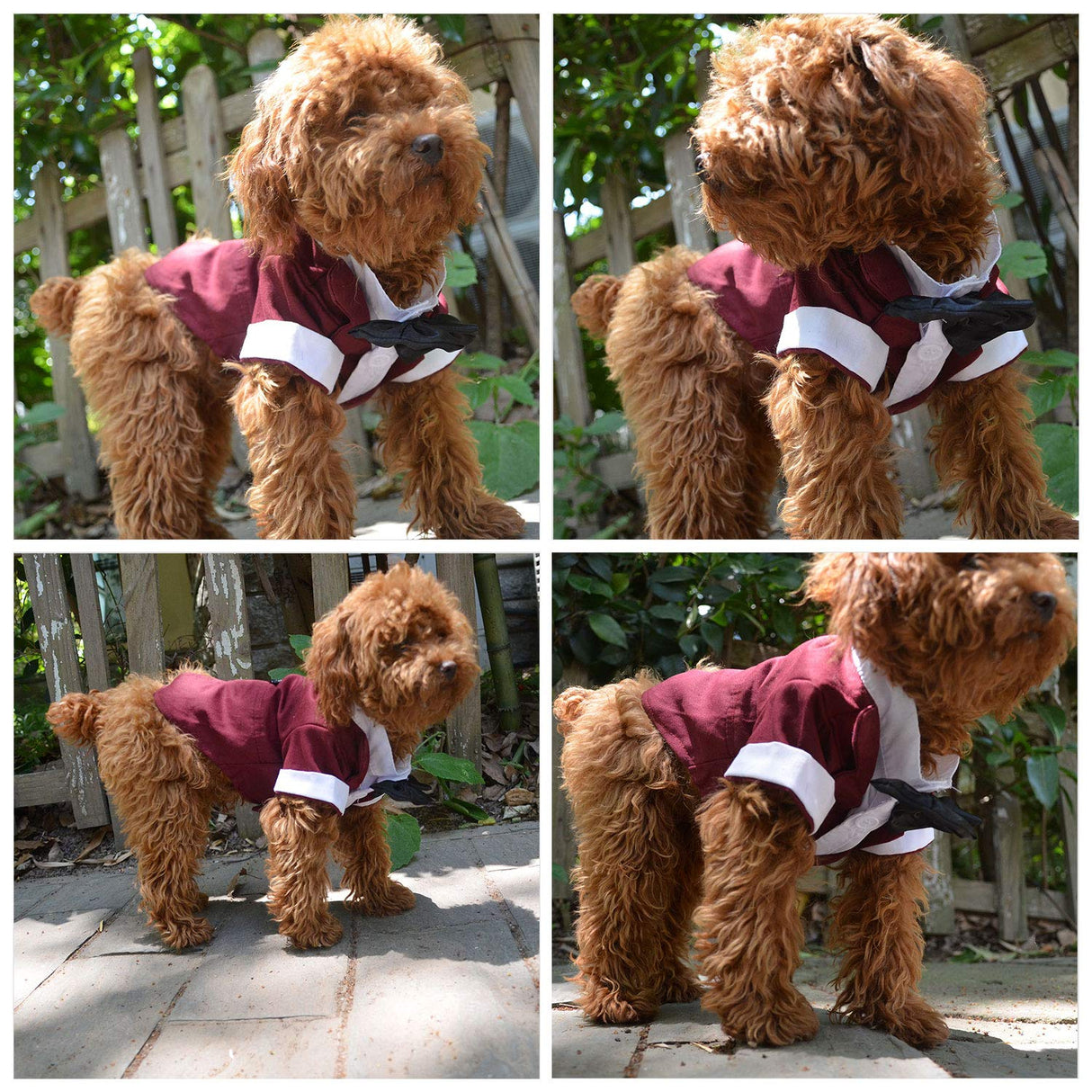Lovelonglong Pet Costume Dog Suit Formal Tuxedo with Black Bow Tie for Large Medium Small Dogs Cat Wedding Clothes Reddish Brown L