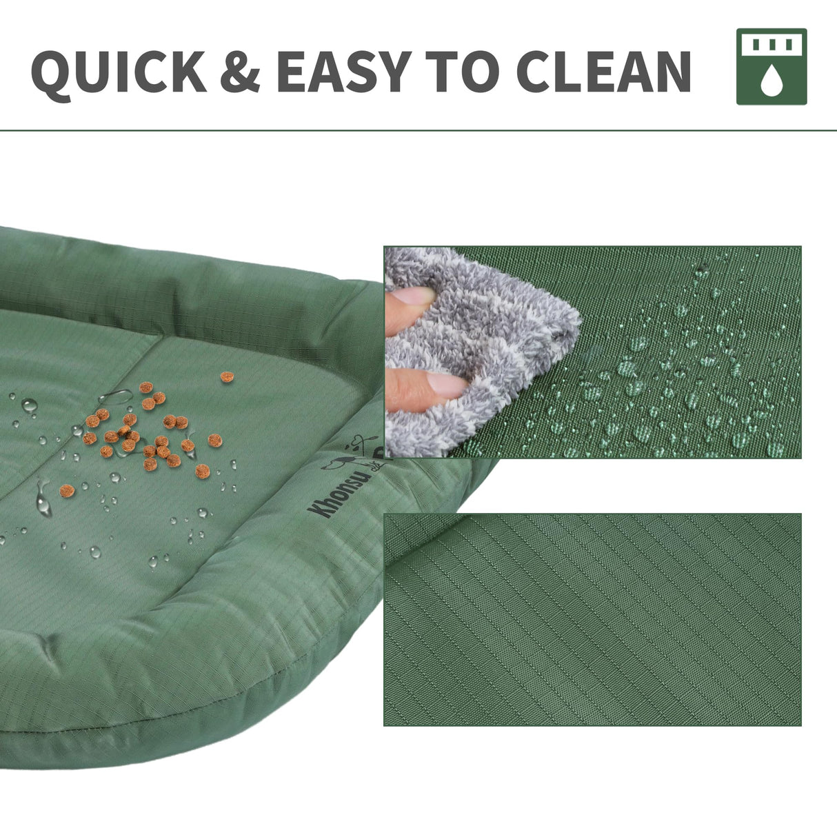 KHONSU PET Durable Dog Bed Tough and Tear Proof Dog Crate Bed with Heavy-Duty PVC-Backed Cover for Waterproof Outdoor Use Wipe Clean for Dogs up to 25 lbs
