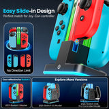 Switch Joycon Charger for SW 1 Model with 9 RGB Light Modes, Switch Controller Charger Stand with LED Indicators, SW Charging Dock Station for 4 Joycon Charging
