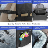 INFANZIA Dog Booster Car Seat for Small Medium Dogs, Elevated Pet Car Seats with Safety Leash for Pets Under 45Lbs, Washable Lookout Puppy Travel Seat with Storage Pockets (Medium, Black)