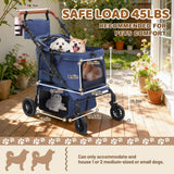 All-Terrain Pet Stroller for 2 Small Dogs/Cats, Heavy Duty 4-Wheel Dog Stroller for Medium Dogs up to 20 lbs, Foldable Pet Pram with Storage Basket, Cup Holder, Adjustable Handle & Weatherproof Cover